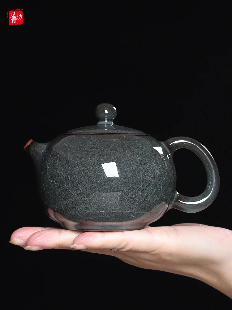 

Handmade Blue Porcelain Tea Pot Single Cup Cerc Gongfu Tea Brewing Pot Xii Pot Single Person Tea Set for Home Use