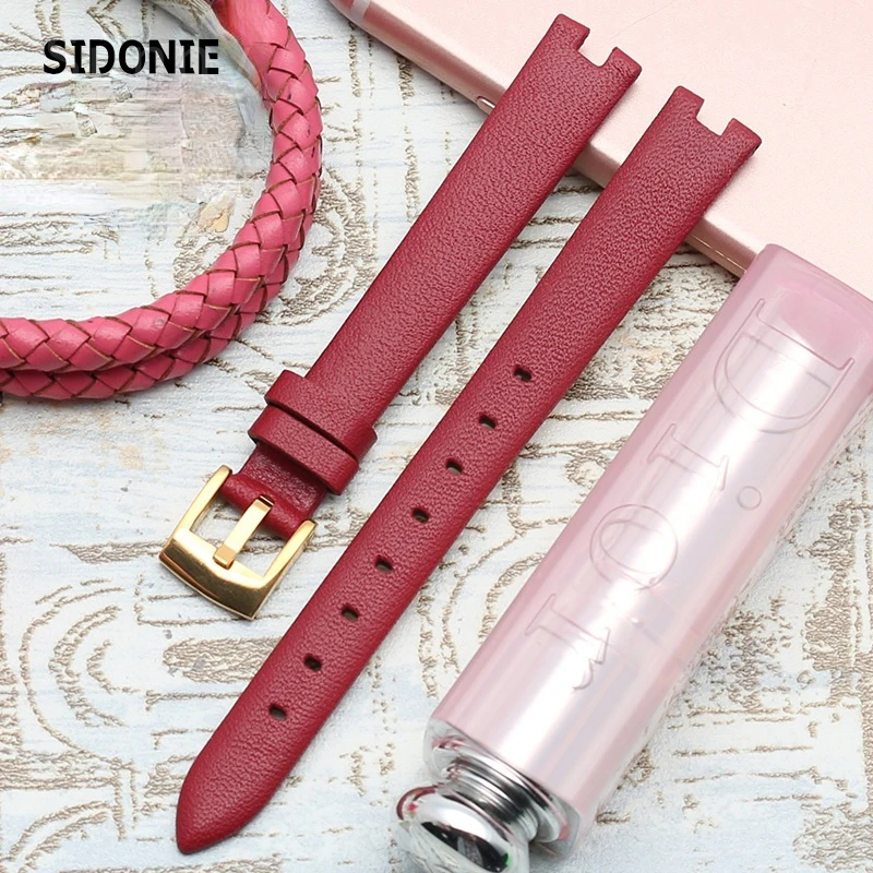 Notch Genuine Leather Strap for Gucci Watch Women\'s Watch Belt Ya141501 Ya141401 Series GC Leather Watch Band 12mm 14mm