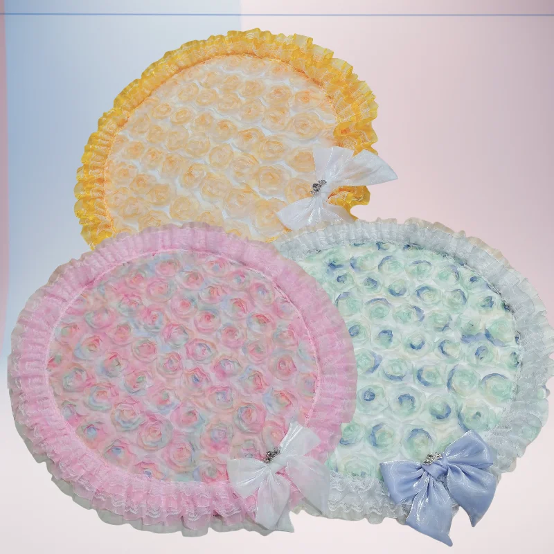 

Premium Lace 3D Flower Embroidered Dog Seat Cushion | Heavy-Duty Outdoor Puppy Cushion for Photography Session