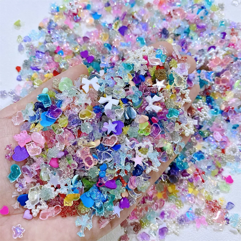 50 piezas de strass de resina 3D coloridos variados kawaii para uñas, encantos exquisitos de acrílico, decoraciones de uñas DIY, accesorios 2