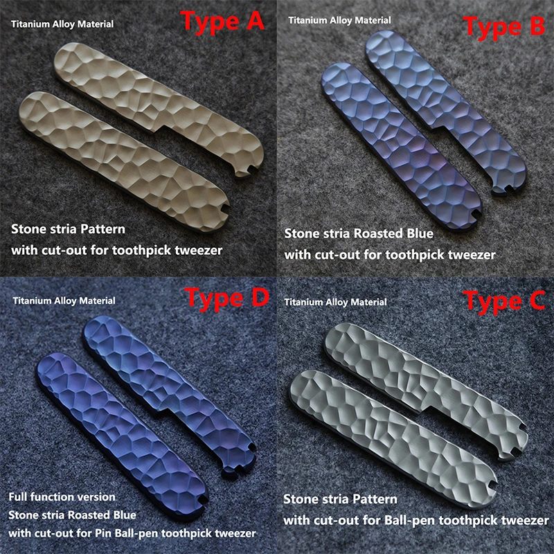 

Titanium Alloy Material Stone Stria Style Folding Knife Handle Scale Patches for 91mm Victorinox Swiss Army Knives Roasted Blue