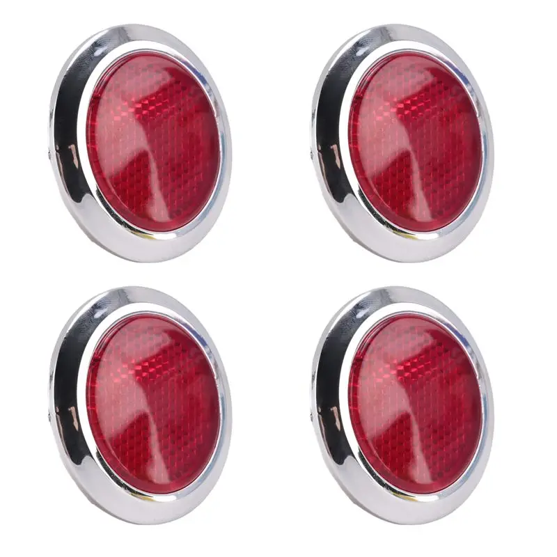 B24B 4 Pcs Auto Car Plastic Round Reflective Reflector Sticker Red