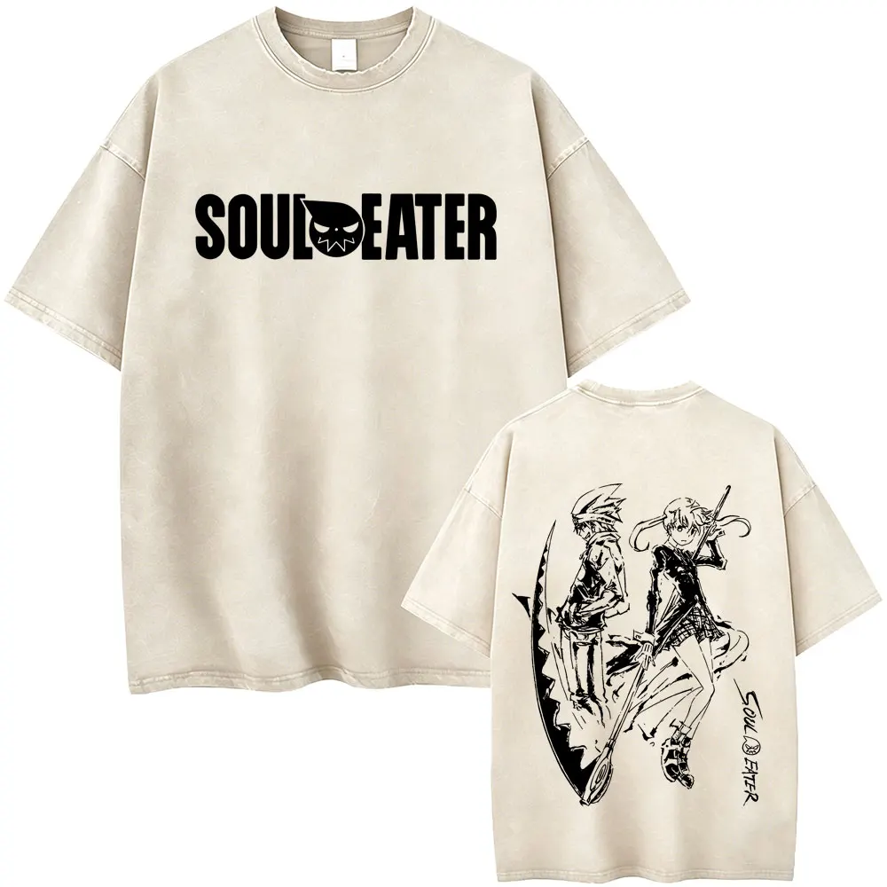 SOUL & MAKA TEE / OFF WHITE　XL Washed Vintage Anime Soul Eater Soul Evans Maka Albarn Graphic T