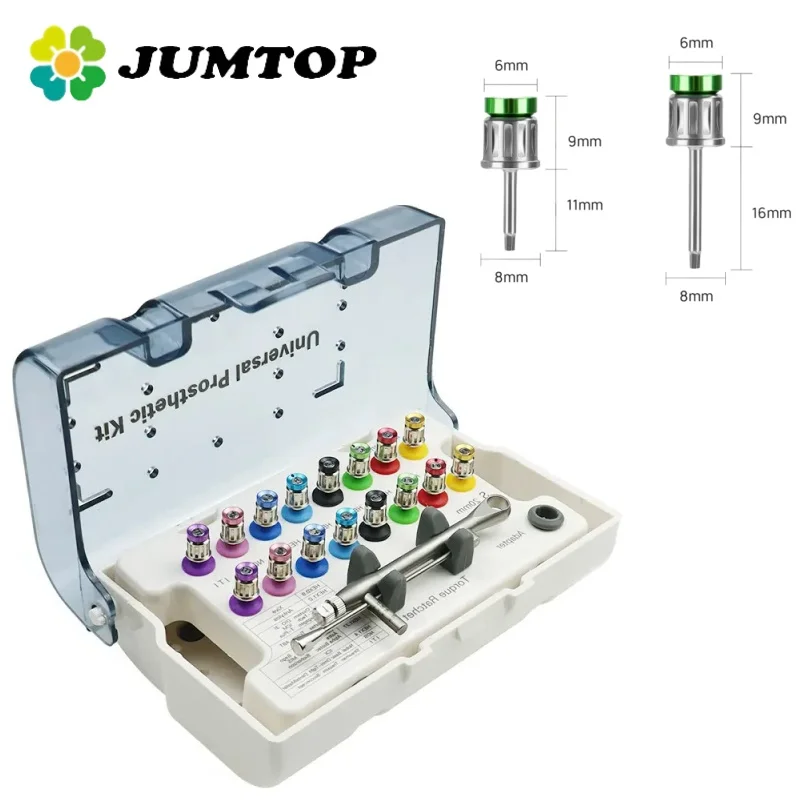 

JUMTOP Универсальный ящик для инструментов для зубных имплантатов 15-70NCM, динамометрический ключ с трещоткой и отвертками, стоматологический инструмент
