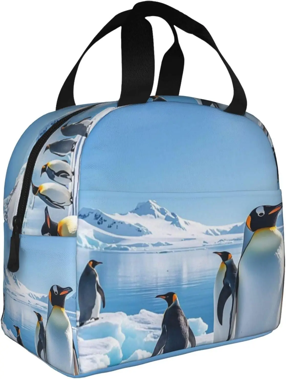 Penguin Antarctica Ice Lunch Bag Insulated Reusable Lunch Box For Women Men Portable Leakproof Lunch Tote Bag Cooler Food