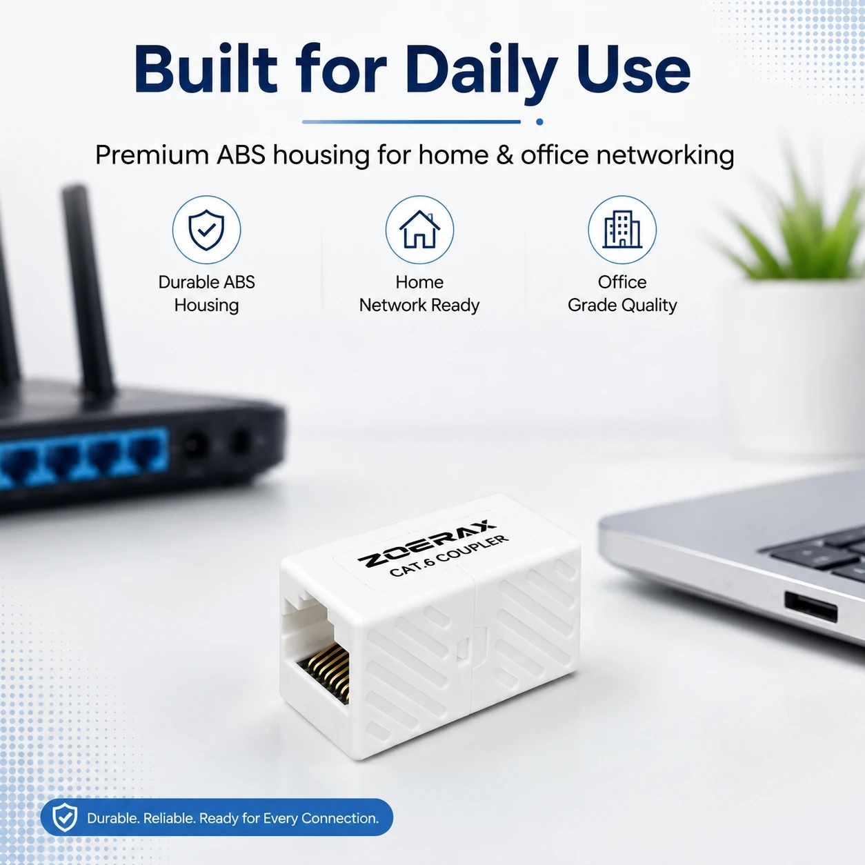 ZoeRax CAT6 RJ45-Koppler, 10 Gbit/s Ethernet-Extender, Plug-and-Play-Buchse-zu-Buchse-Verbinder für Cat6 Cat5e Home Office LAN – Detail 6