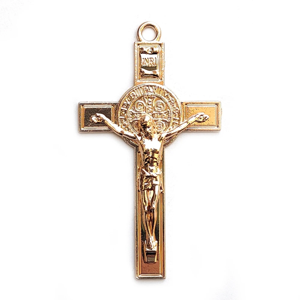 Qigo Religieuze Sieraden Accessoires 6.5*3.5 Cm Jesus Kruis Kruisbeeld Hanger Metaal Diy 5 Stks/partij