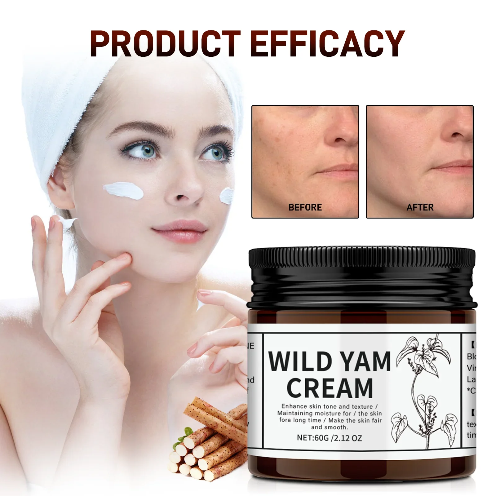 Crema de ñame salvaje, pasta de raíz de ñame, equilibrio hormonal, hormona armonizada, mejora la piel, producto saludable para el cuidado de la piel para mujeres