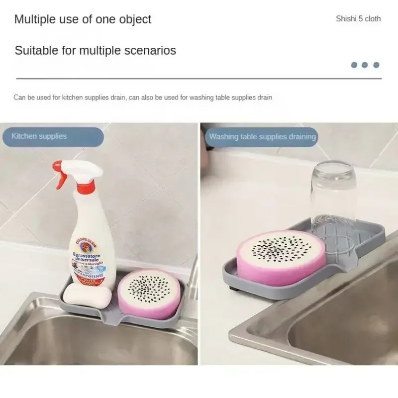 Silicone Faucet Mat Kitchen Sink Tray Soap Dispenser Sponge Drain Pad Sink SplashDrying Mat Countertop  Tray SoapTray Strainer