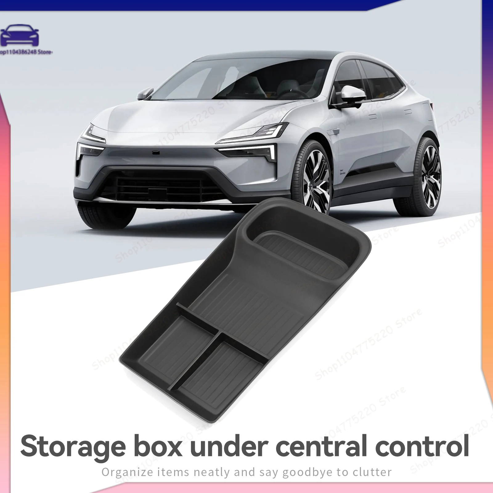 BLACK Lower Layer Center Console Storage Box Tray Tidying Organizer Accessories For Polestar 4 2023 2024 Car Interior Insert
