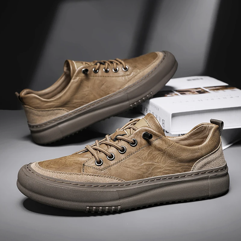 

Minimalist Casual Leather Shoes for Men Lightweight Male Walking Sneakers Versatile Tenis Masculino Classic Skateboard Footwear