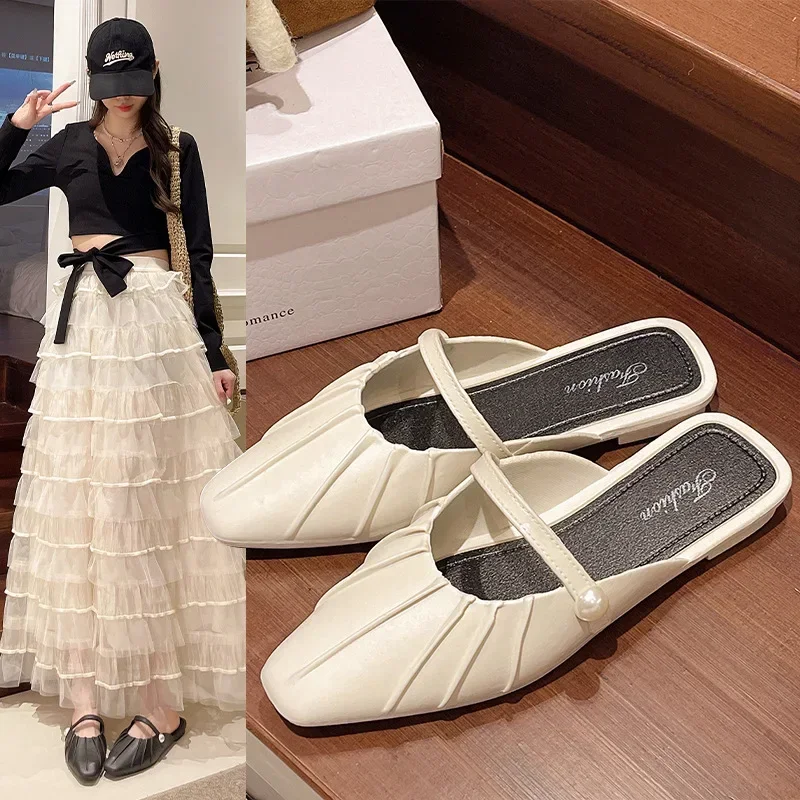 

Foldable Flat Bottom Sandals Open Toe Slip-On Casual Holiday Wear PVC Material Comfortable Leisure Shoes for Women