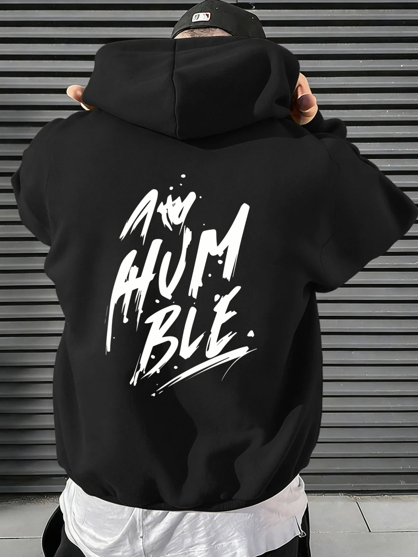 Men and women street style hooded sweatshirt with brush calligraphy graffiti text artonhbackhoodedpulloverforautumncasualstyle