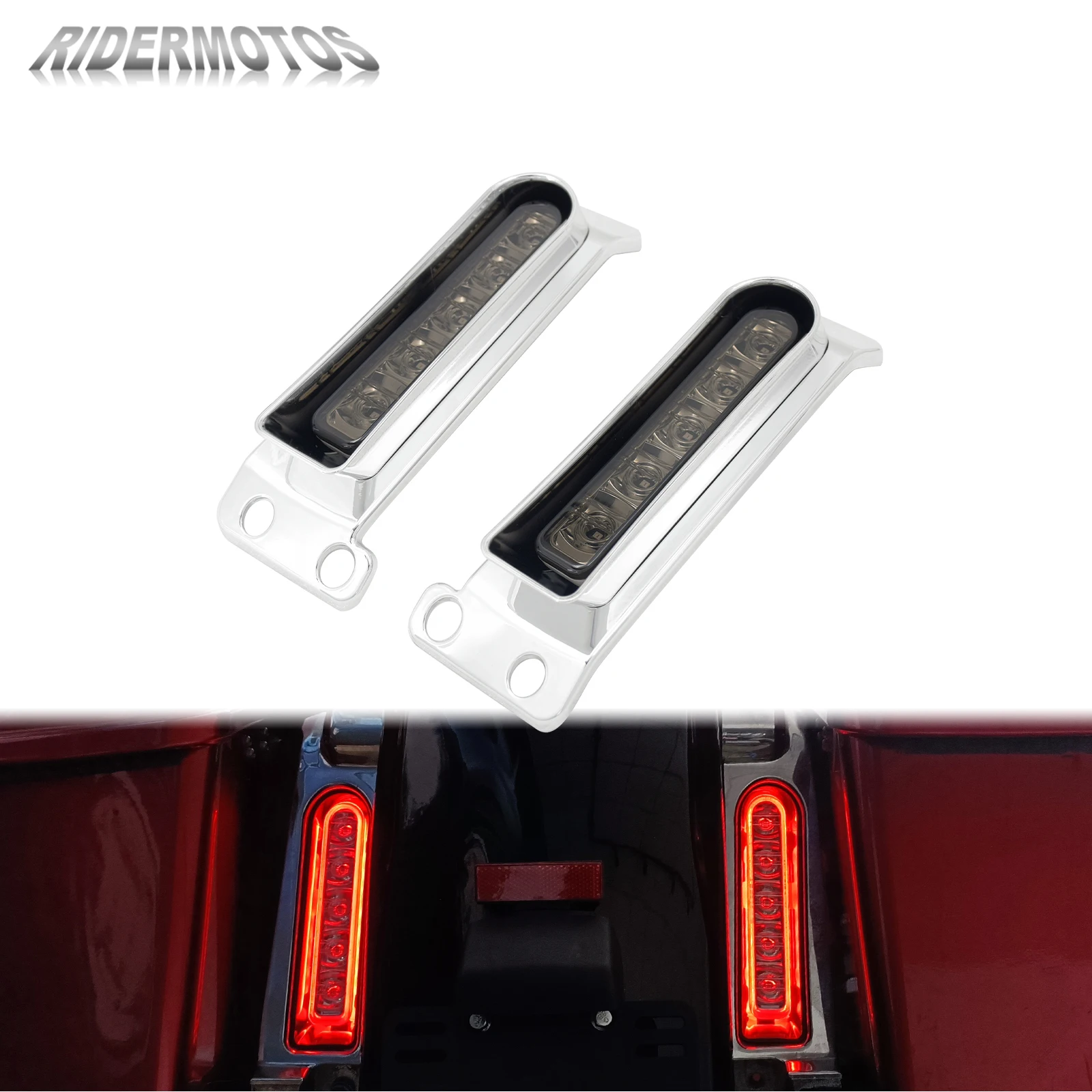 Motorcycle LED Rear Fender Filler Side Lights Saddlebag Inserts Brake Turn Lamp For Harley Road Touring Glide FLHTK FLTRU 14-Up