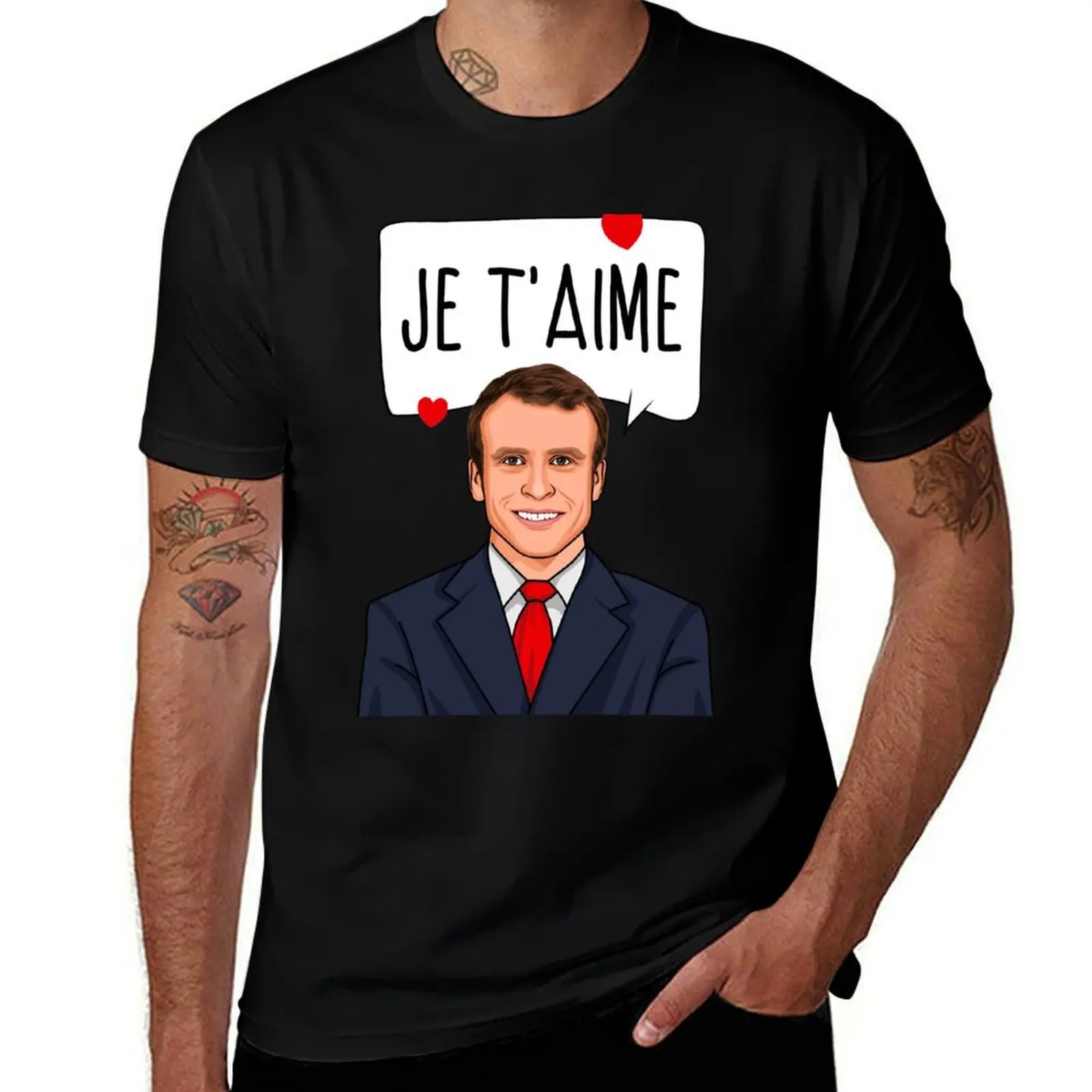 

Emmanuel Macron Je T'aime T-Shirt essential t shirt tops football t shirt man t shirt slim fit shirts for men