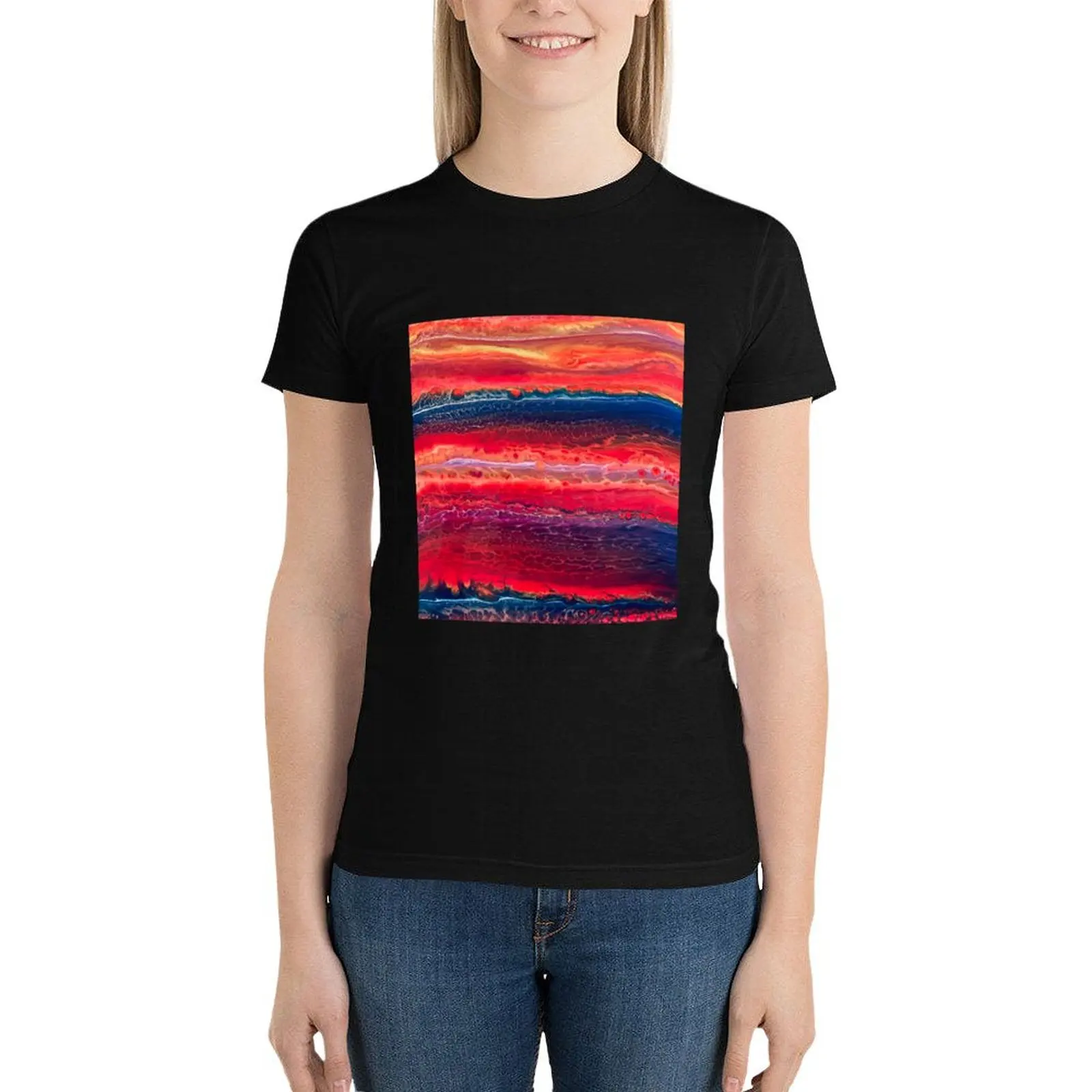 Abstract Art - Acrylic Pour - Fluid Art - Sunset T-Shirt graphics lady clothes vintage clothes summer clothes woman t shirt