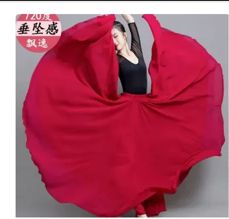 Vrouwelijke Moderne Dansende Chiffon 720 Graden Rok Vrouw Buikdansen Effen Rok