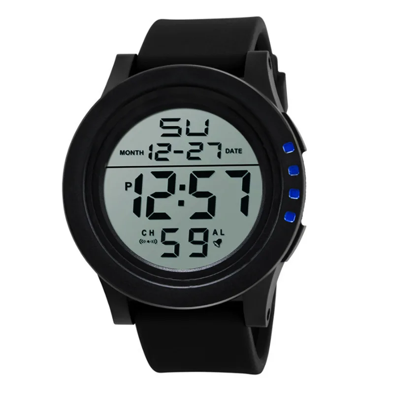 New men's watch student large dial silicone sports watch multifunctional cold light electronic watch