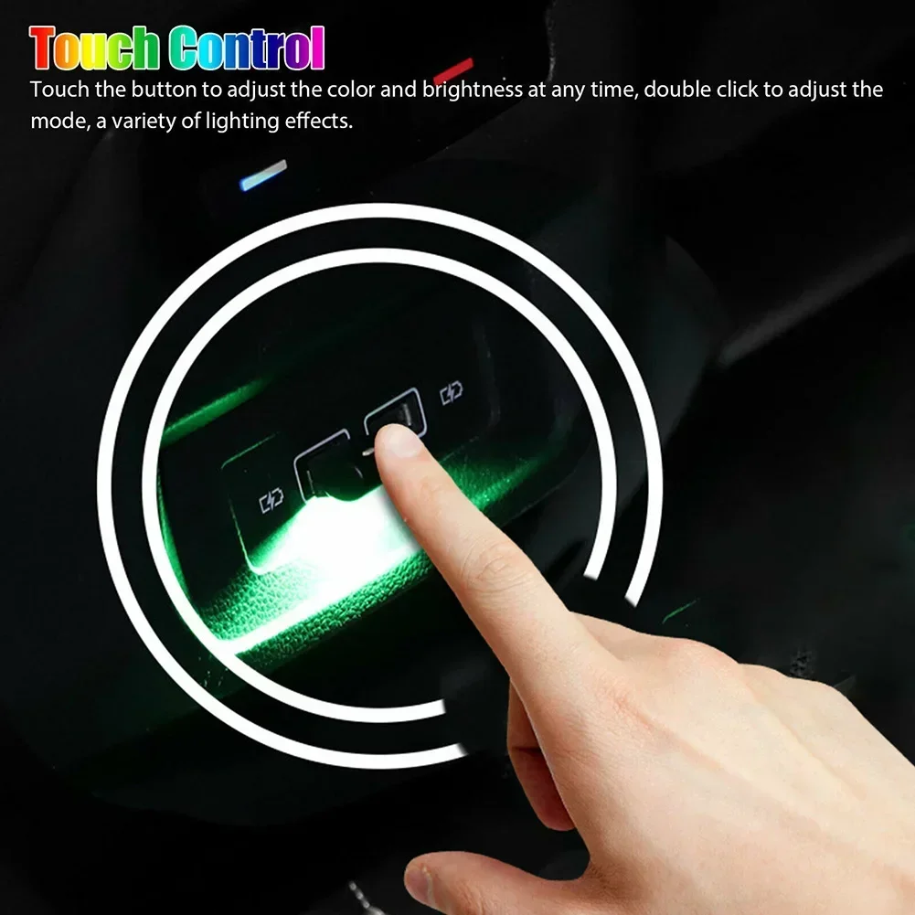 Car USB LED Lamp Interior Light Touch Key Will Light On And Slowly Dimming Down And Back Up Bright With Car Mini Ambient Light