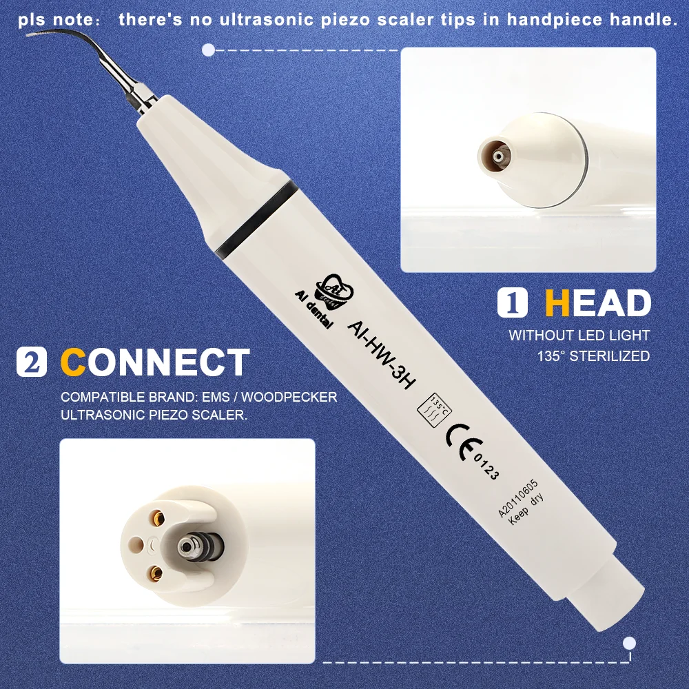 Dental Ultrasonic Piezo Air Scaler Handpiece Handle Teeth Whitening HD-7L/HW-5L with Led HD-7H/HW-3H without Led