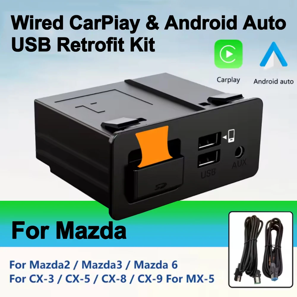 Upgrade P2 Apple CarPlay Android Auto USB Adapter Hub OEM  Retrofit For Mazda 2 3 6 CX30 CX5 CX8 CX9 MX5 Miata TK78669U0C Kit