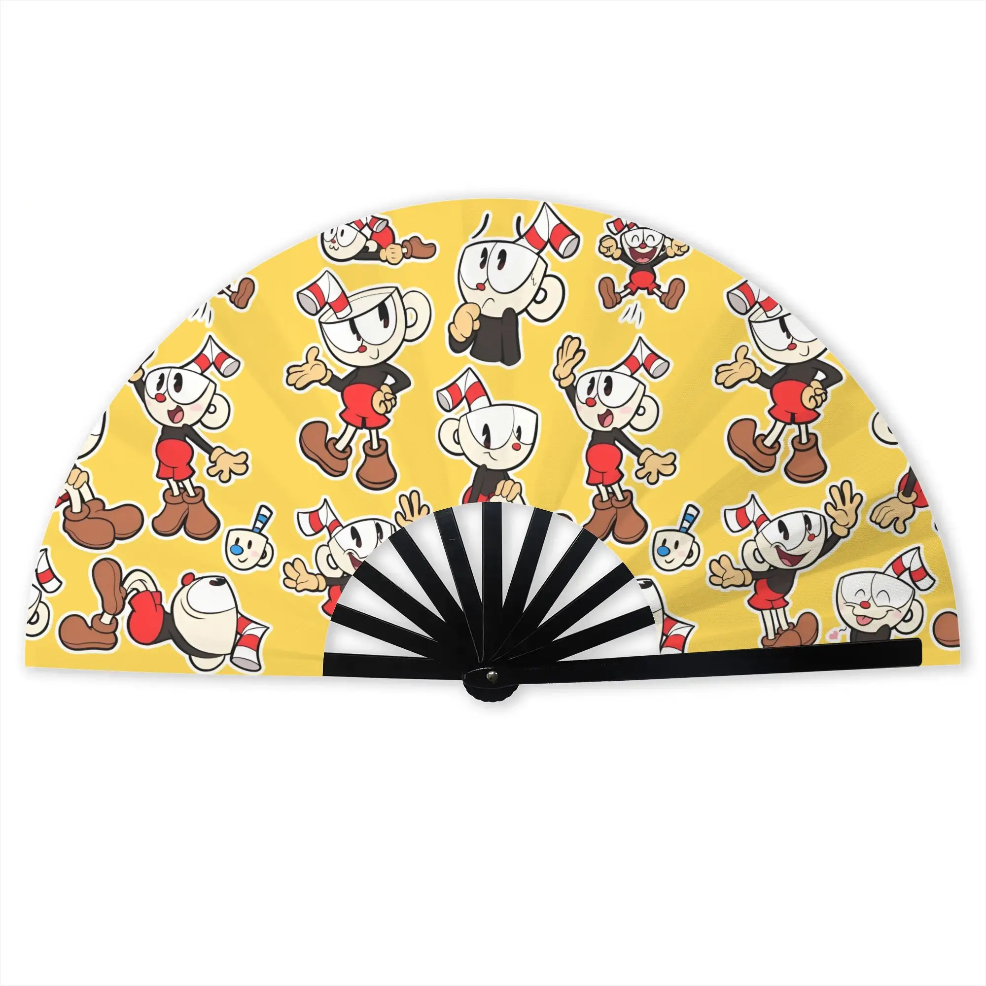 Hot Classic Anime C-Cupheades Folding Fan Oriental Art Vintage  High-Quality Polyester Fans Gift Exquisite Decorative Hand Fan
