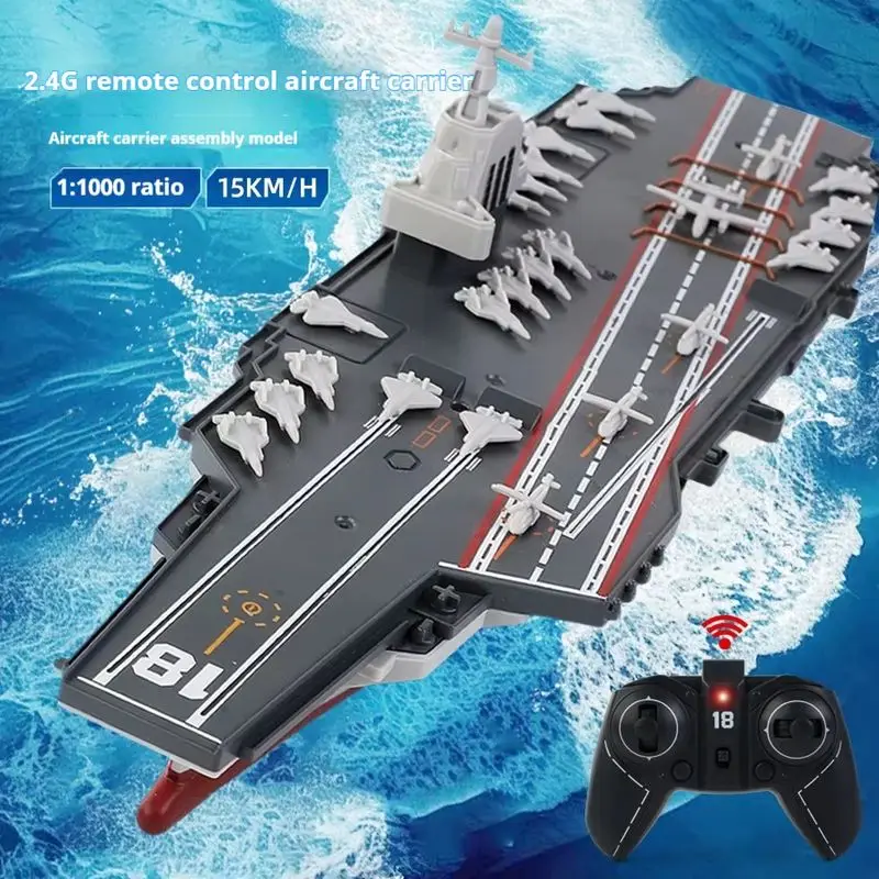 2.4G Wireless Remote Control Aircraft Carrier Destroyer Electric RC Boat for Boys - Water Toy Model with High-Speed Navigation