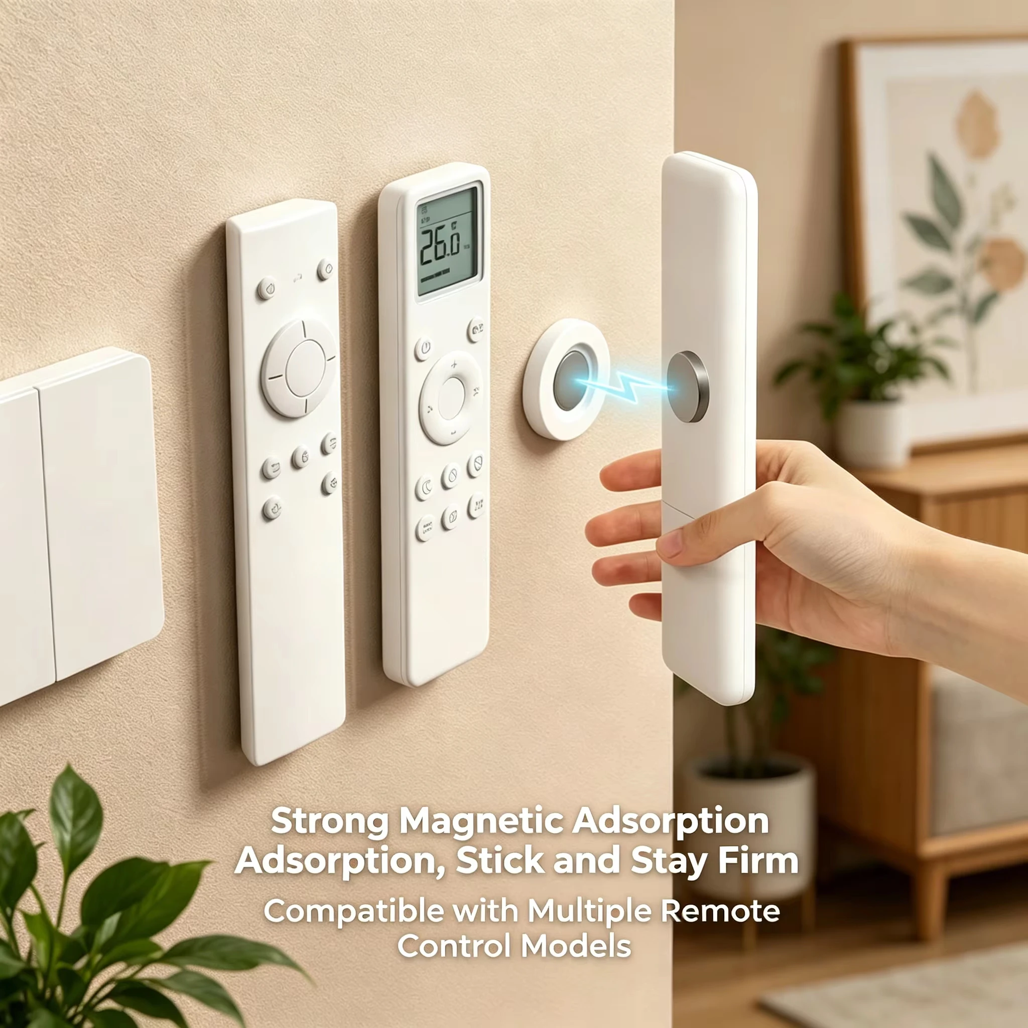 Magnetische Wandablage für Fernbedienungen selbstklebend ohne Bohren fester Halt kompaktes weißes Design passend für TV Klimaanlage DVD Steuergeräte Aufbewahrung für Haus Büro Hotel Wohnungen einfache Montage ohne Werk – Detail 25