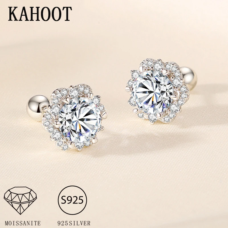 S925 Silver 1 Carat Moissanite Elsa Princess Earrings for Women Light Luxury Fashion Romantic Sweet Gift for Wife and Friends