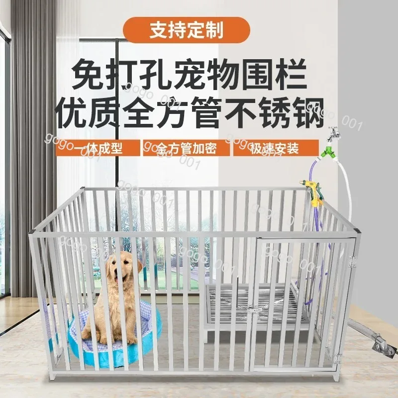 Custom Stainless Steel Pet Playpen Square Tube Dog Enclosure Indoor Balcony Gate for All Breeds