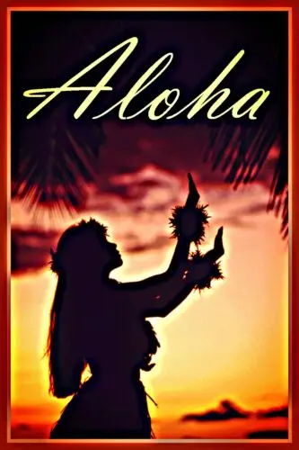 *ALOHA* ALL WEATHER METAL SIGN 8X12 LUAU TIKI BAR BEACH HULA DANCER WELCOME