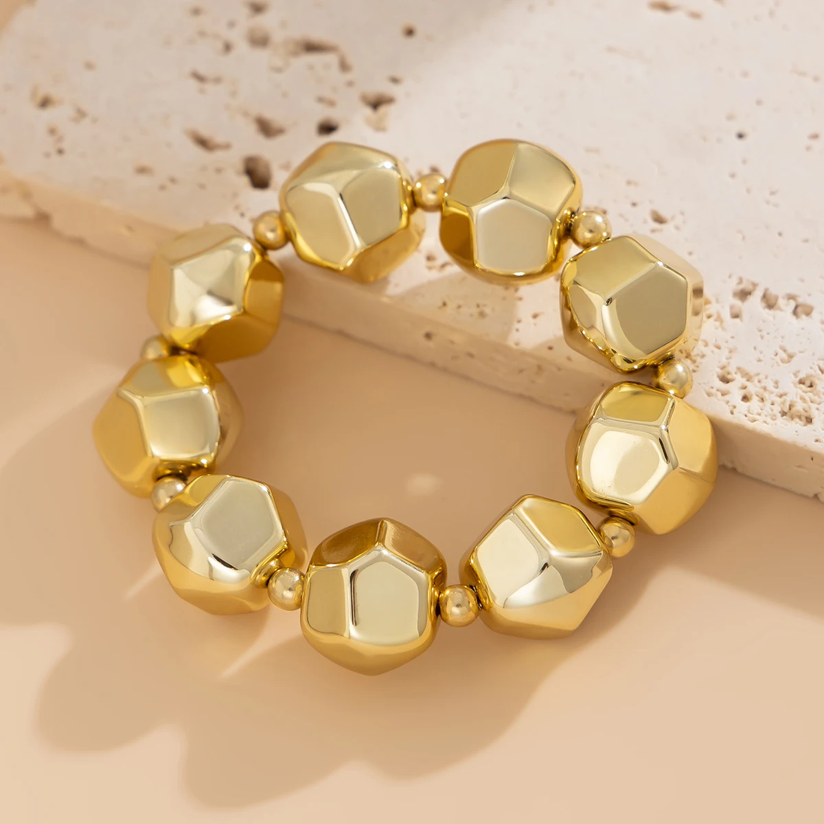KunJoe Vintage tidak teratur CCB rantai manik-manik gelang pesona untuk wanita kreatif elastis untai Chunky gelang mode perhiasan Y2K