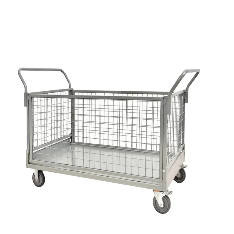 Logistics Warehousing Turnover Truck Fence Cage Large Express Grid Trolley Factory Pull Flatbed Truck