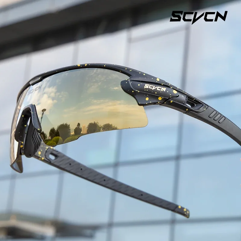 SCVCN Mountain Bicycle Glasses Sport Men Sunglasses Cycling Goggles Outdoor MTB Road Running Sunglasses UV400 Protection Eyewear