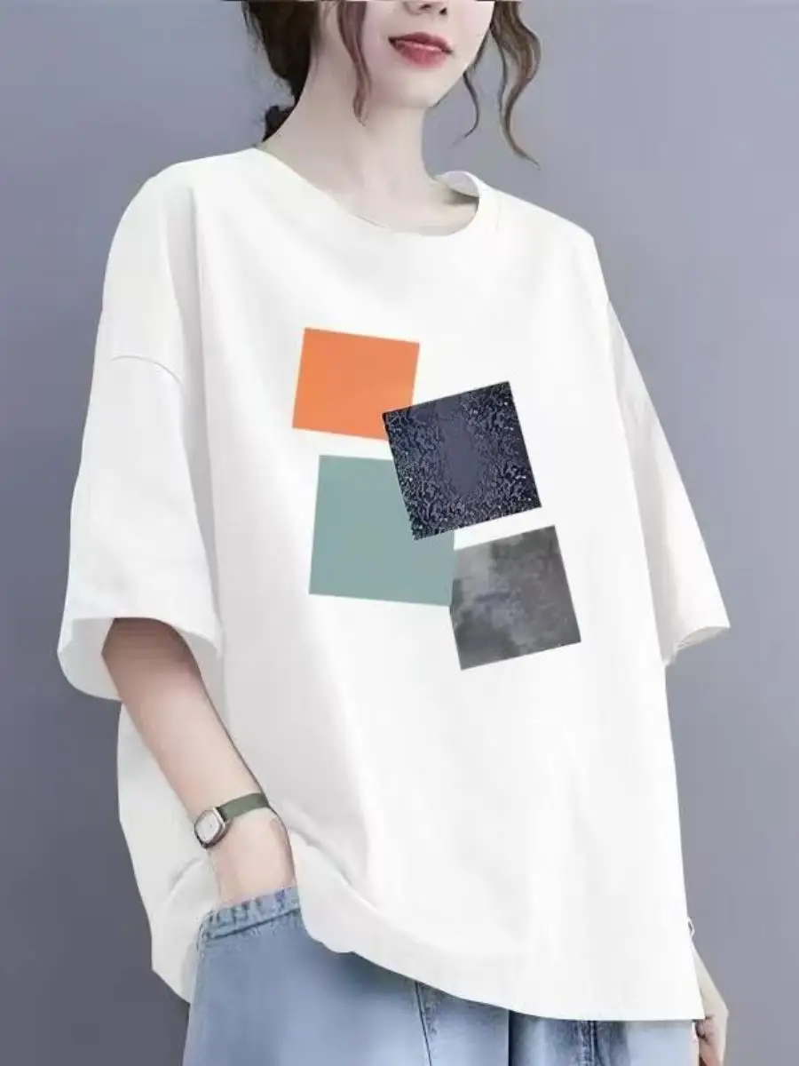 camiseta-feminina-de-algodao-manga-curta-solta-e-estilosa-nova-versao-coreana-casual-de-verao-tamanhos-grandes-com-bolso-e-lenco