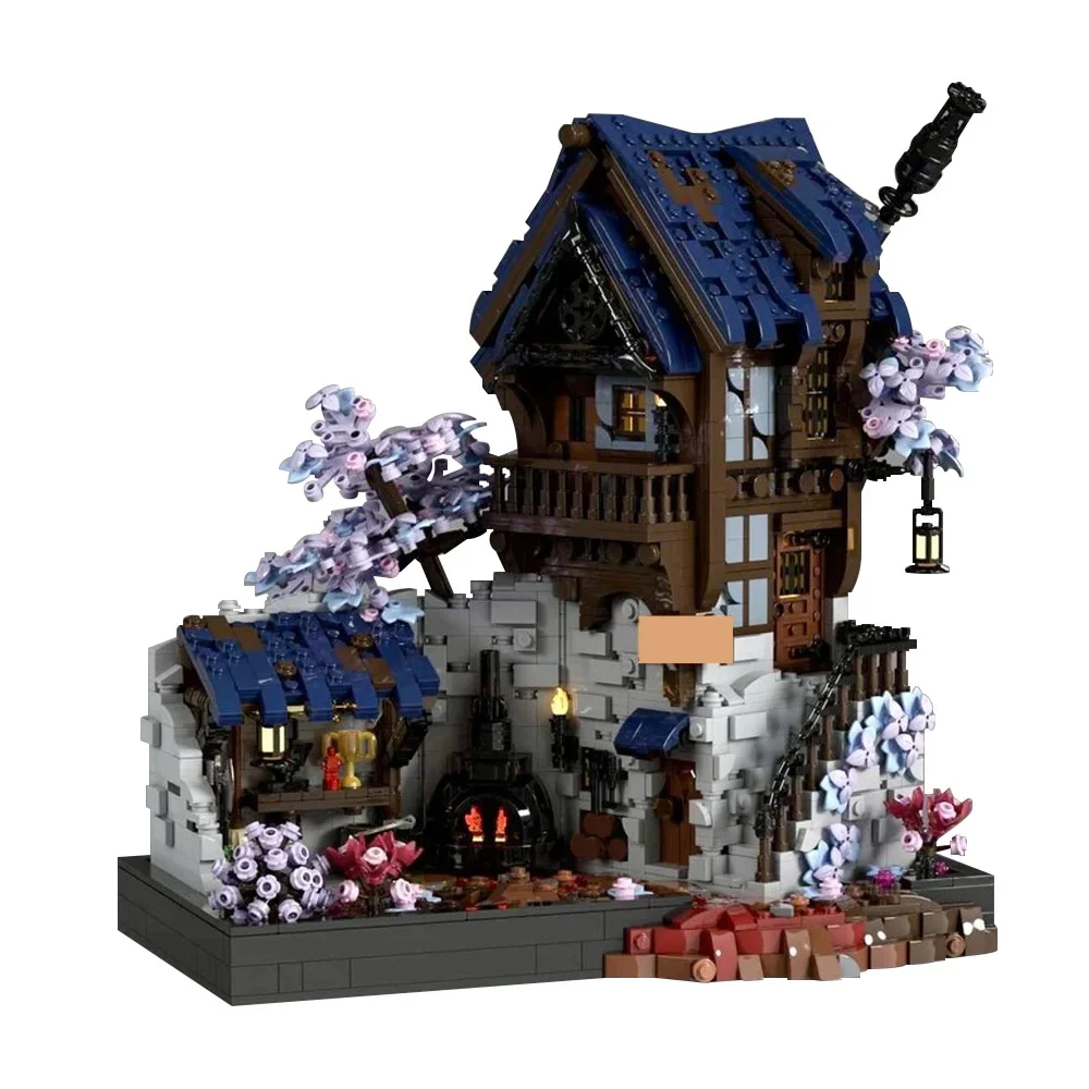 

Gobricks MOC Кузнеца Дом Строительные блоки Модель Средневековый фэнтезийный дисплей Архитектура Кирпичи Сборка игрушек Подарки для детей