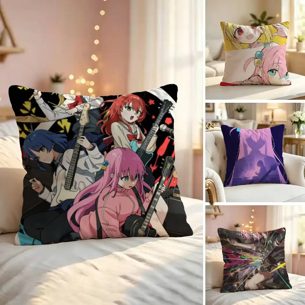 Anime B-Bocchi the R-Rock! Soft Pillow Shell For Sofa Living Space Bedroom Headboard Backrest Square Cushion Cozy