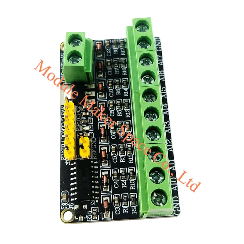 Moduł ADC MCP3208, 8-kanałowy, 12-bitowy, wejście prądowe 4-20mA, interfejs SPI do Arduino PLC — zdjęcie produktu 5