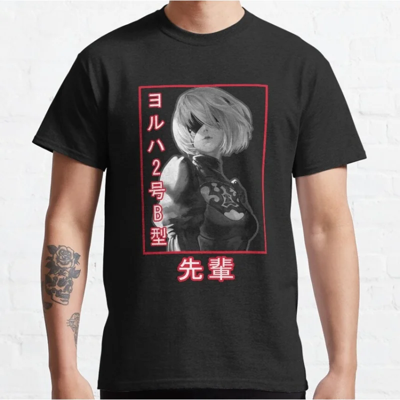 

Nier Automata 2B YoRHa Anime Gift t shirt Kawaii Waifu graphic tee 0614 Cyber Punk Y2K Clothes 100% cotton Large size Tops S-6XL