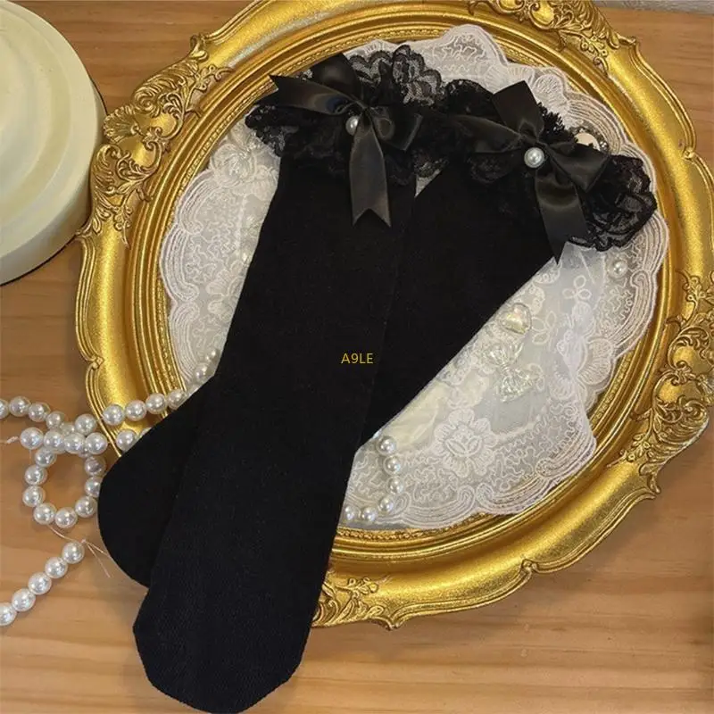 

Хлопковые коленные носки, маленькие девочки, чулки с кружевной оборкой детали Bowknot