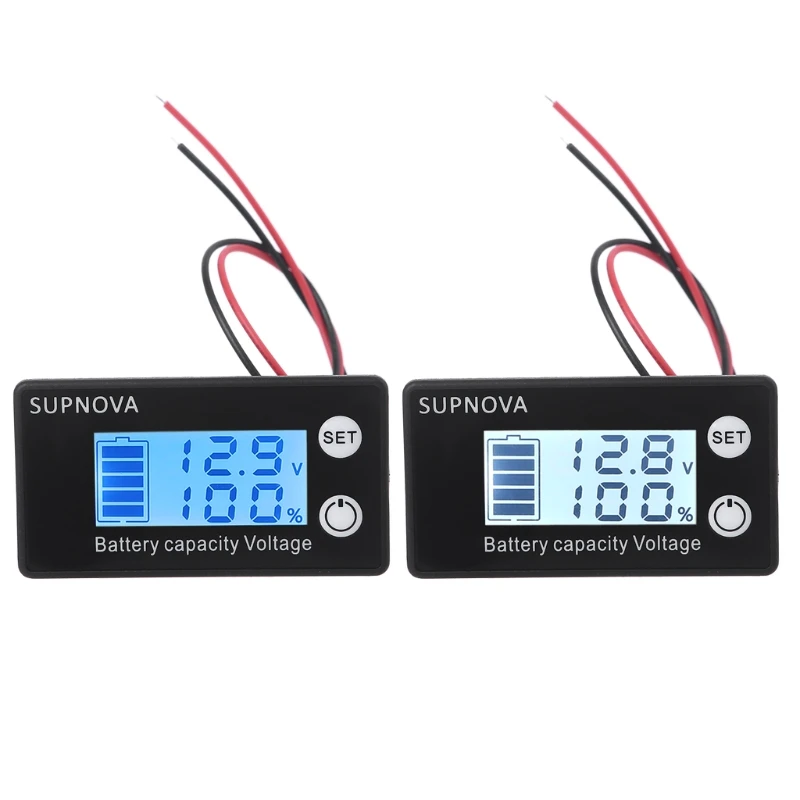 Digital Voltmeter Tester Meter, Acid Lithium Battery Capacity, Car, Motorcycle, 12V, 24V, 48V