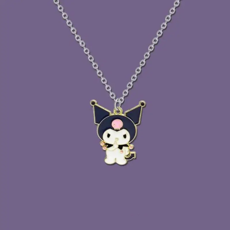 Sanrio-Colgante Kawaii Kuromi para amantes, collar sencillo de Japón y Corea del Sur, tendencia de estudiantes, Diablo, personalidad, accesorios versátiles