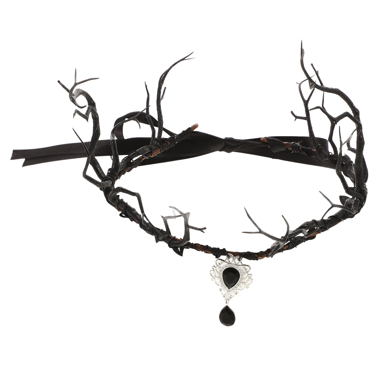 

Gothic Halloween Crown Branches Bride H made Foldable Headpiece Flower Crown Floral Girl Hairpiece Hairb