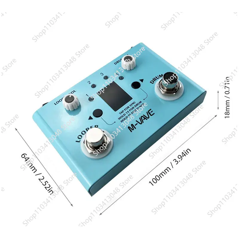 

M-VAVE Guitar Effect Pedal Drum Looper Effector Mini 2-in-1 Machine Double Footswitch Looper Pedal