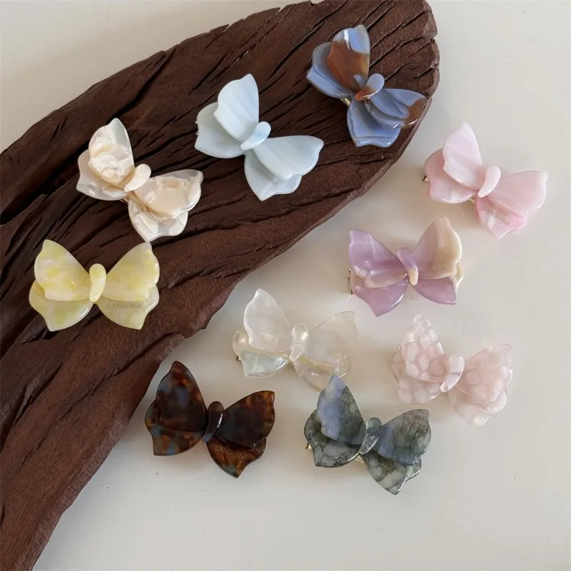 2024 Fashion Acetate Barrette Butterfly Hair Clip Headdress Women Girls Korean Sweet Colored Delicate Hairpin Hair Accessories