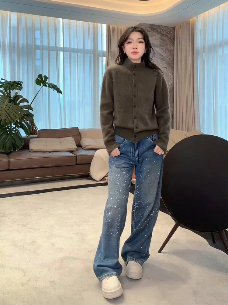 

Lao Yang's Personal Sle ME Spring Rare Merino White Camere Fce Warm Faionable Versatile Velvet Sweater