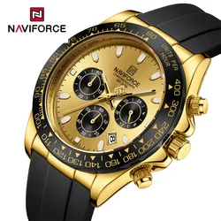 NAVIFORCE Brand Fashion Luxury Watch For Men Waterproof Chronograph Clock Business Casual Silicone Strap Wristwatches 2024 New