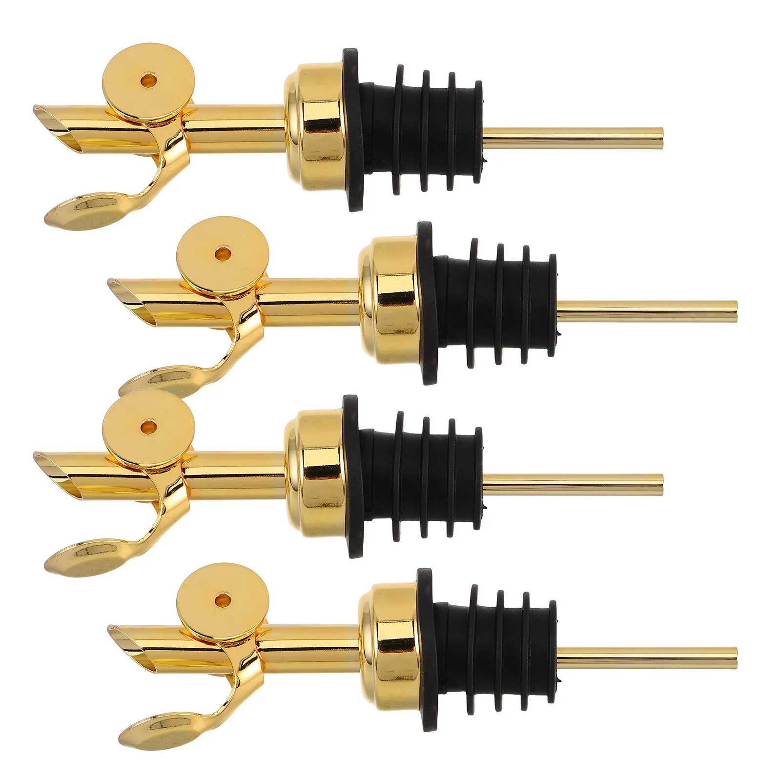 4Pcs Stainless Steel Automatic Liquor Pour Spout Self-Opening Bottle Pourer for Olive Oil Vinegar Spirits Syrup Cocktail Bar