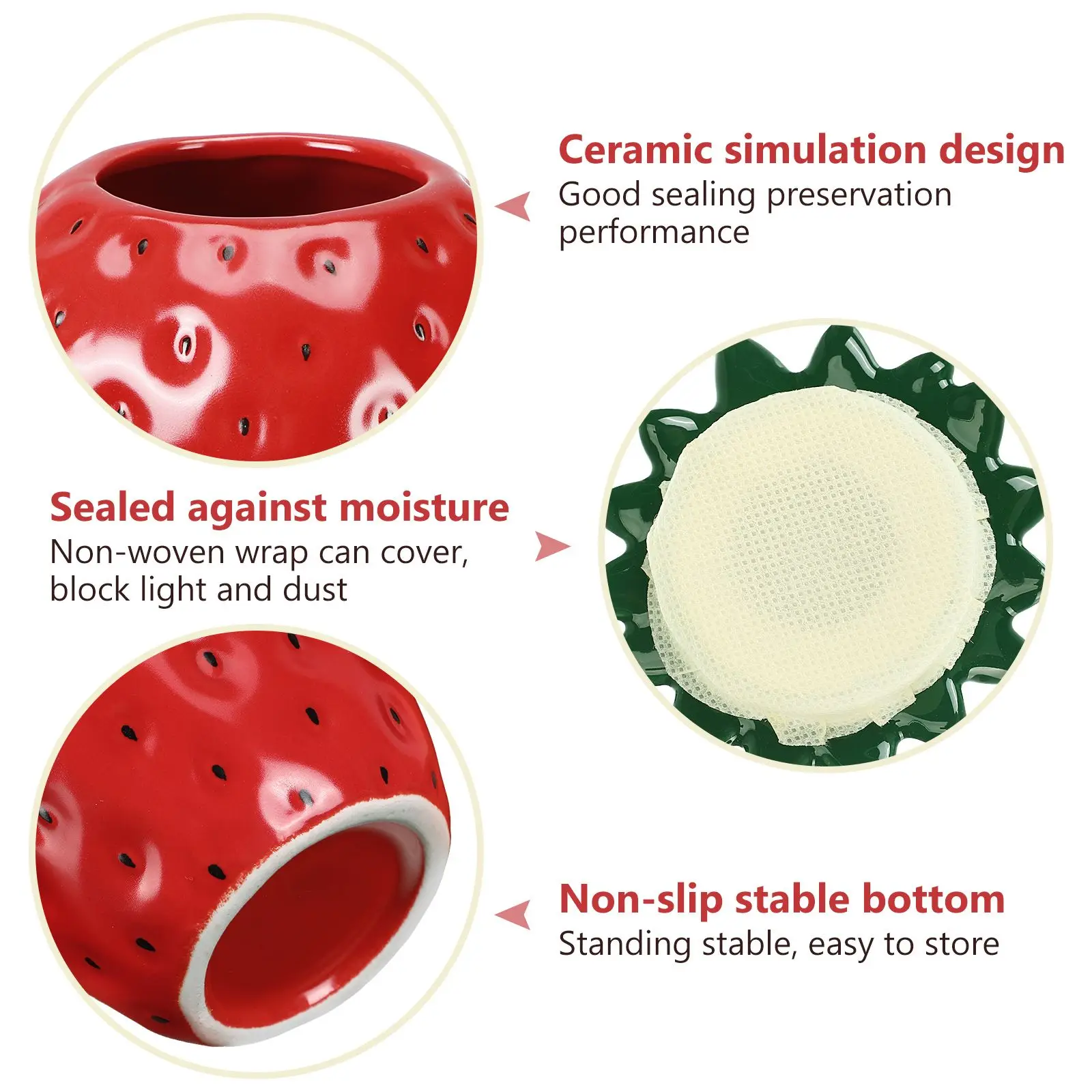 Ceramics Strawberry Shaped Sealed Food Storage Tea Can Container Food Storage Jar Cookie Candy Canisters Home Kitchen Decors - Image 5