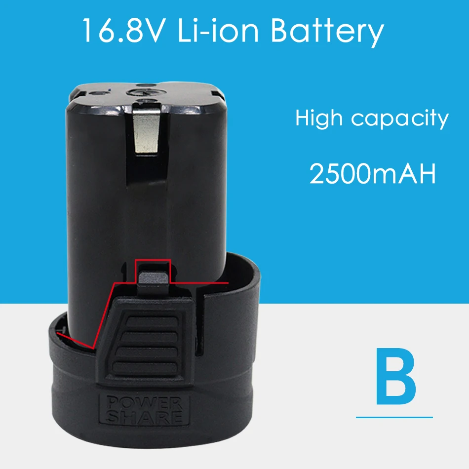 100% New 16.8V 2500mAh Tools Electric Battery for Rechargeable Drill Screwdriver Wireless Electric Drill